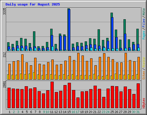 Daily usage for August 2025